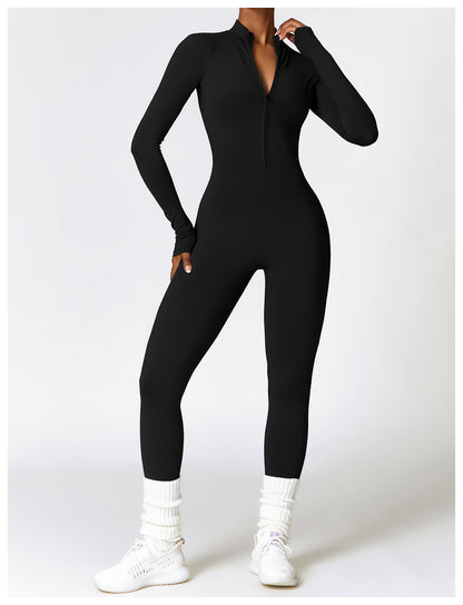 Autumn Winter Long Sleeve Zipper Full Body Jumpsuit