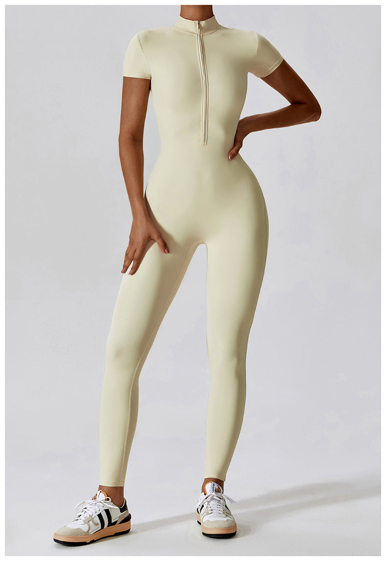 Women's Yoga Jumpsuit - One-Piece Zipper Bodysuit