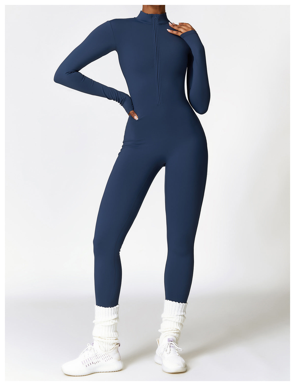 Autumn Winter Long Sleeve Zipper Full Body Jumpsuit