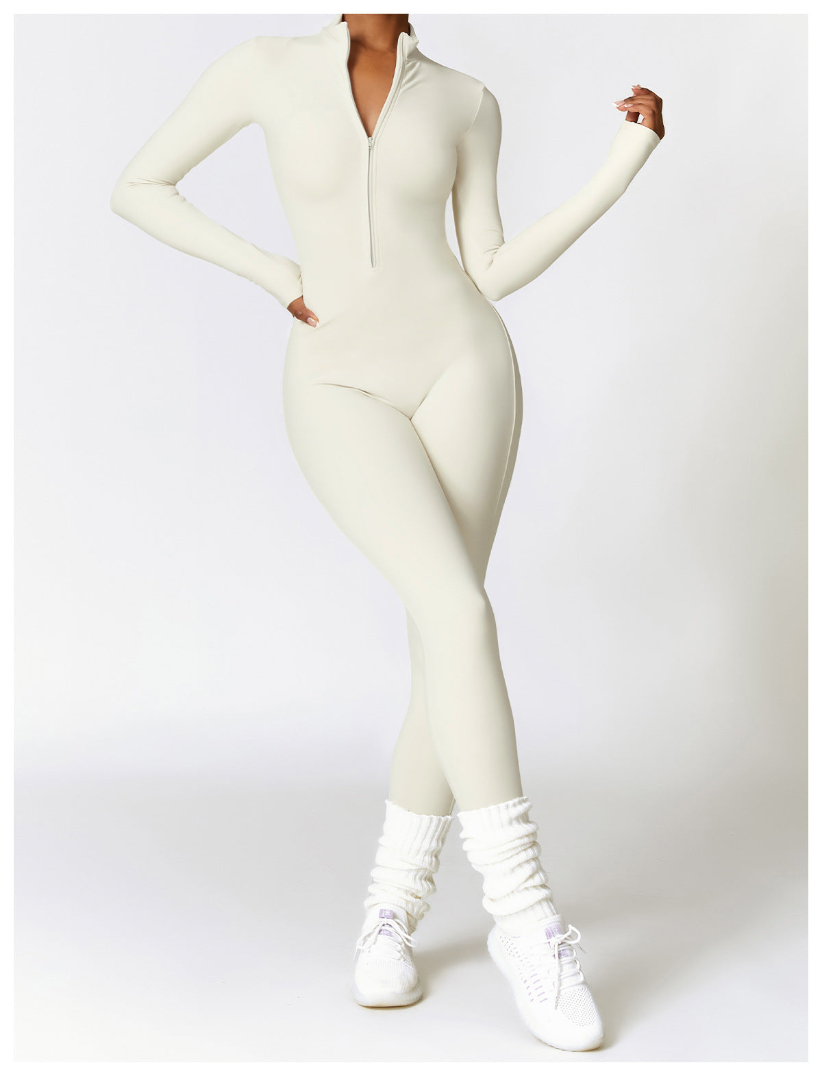 Autumn Winter Long Sleeve Zipper Full Body Jumpsuit