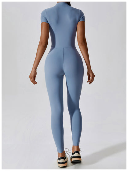 Women's Yoga Jumpsuit - One-Piece Zipper Bodysuit