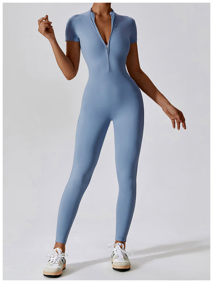 Women's Yoga Jumpsuit - One-Piece Zipper Bodysuit