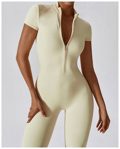 Women's Yoga Jumpsuit - One-Piece Zipper Bodysuit