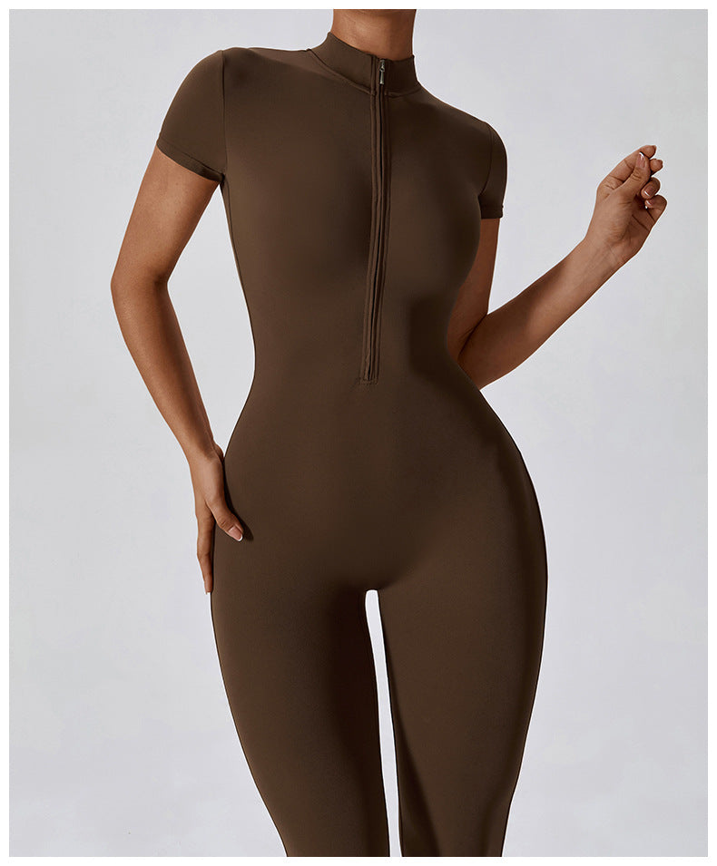 Women's Yoga Jumpsuit - One-Piece Zipper Bodysuit