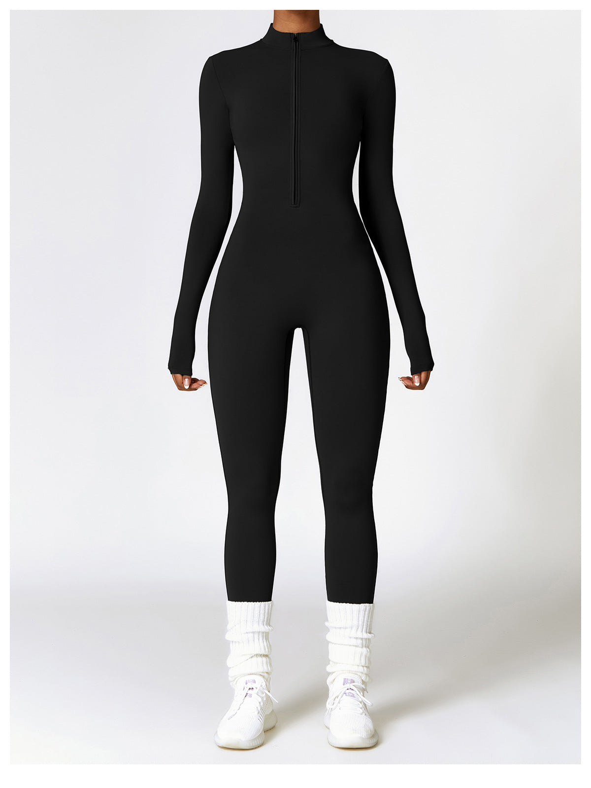 Autumn Winter Long Sleeve Zipper Full Body Jumpsuit