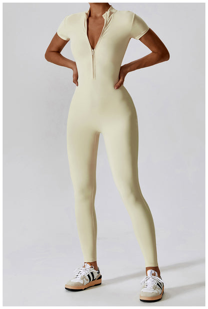 Women's Yoga Jumpsuit - One-Piece Zipper Bodysuit