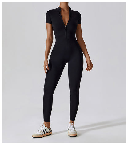 Women's Yoga Jumpsuit - One-Piece Zipper Bodysuit