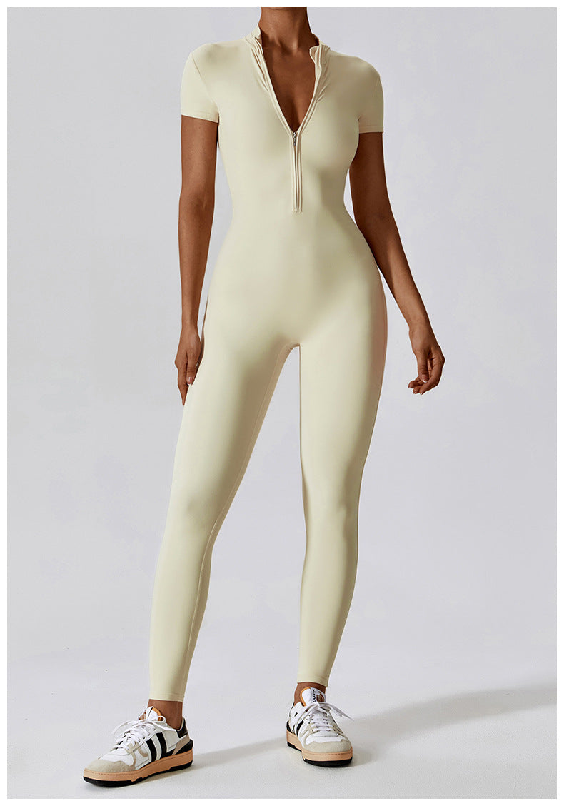 Women's Yoga Jumpsuit - One-Piece Zipper Bodysuit