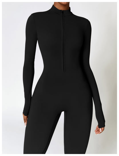 Autumn Winter Long Sleeve Zipper Full Body Jumpsuit