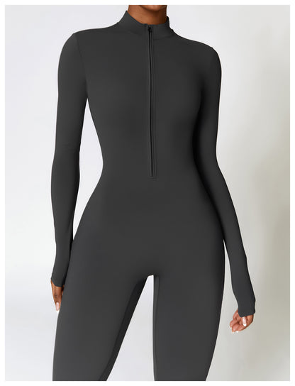 Autumn Winter Long Sleeve Zipper Full Body Jumpsuit