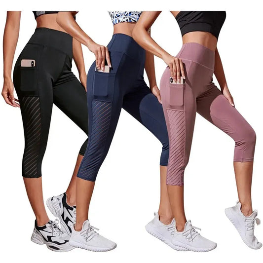 New High Waist Hip Lift Yoga Pants with Large Panel Pockets