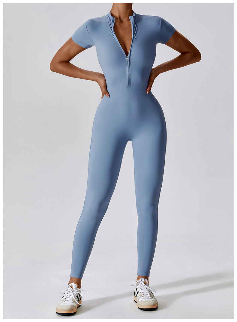 Women's Yoga Jumpsuit - One-Piece Zipper Bodysuit