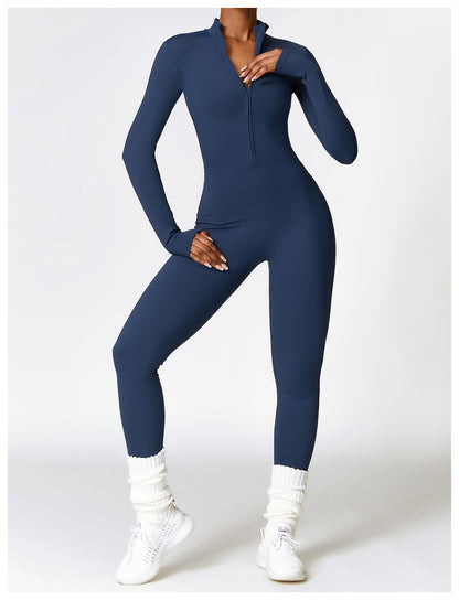 Autumn Winter Long Sleeve Zipper Full Body Jumpsuit