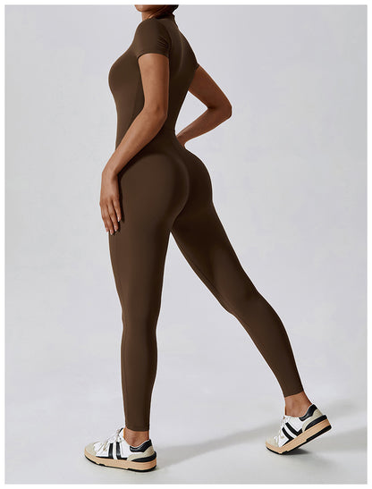 Women's Yoga Jumpsuit - One-Piece Zipper Bodysuit