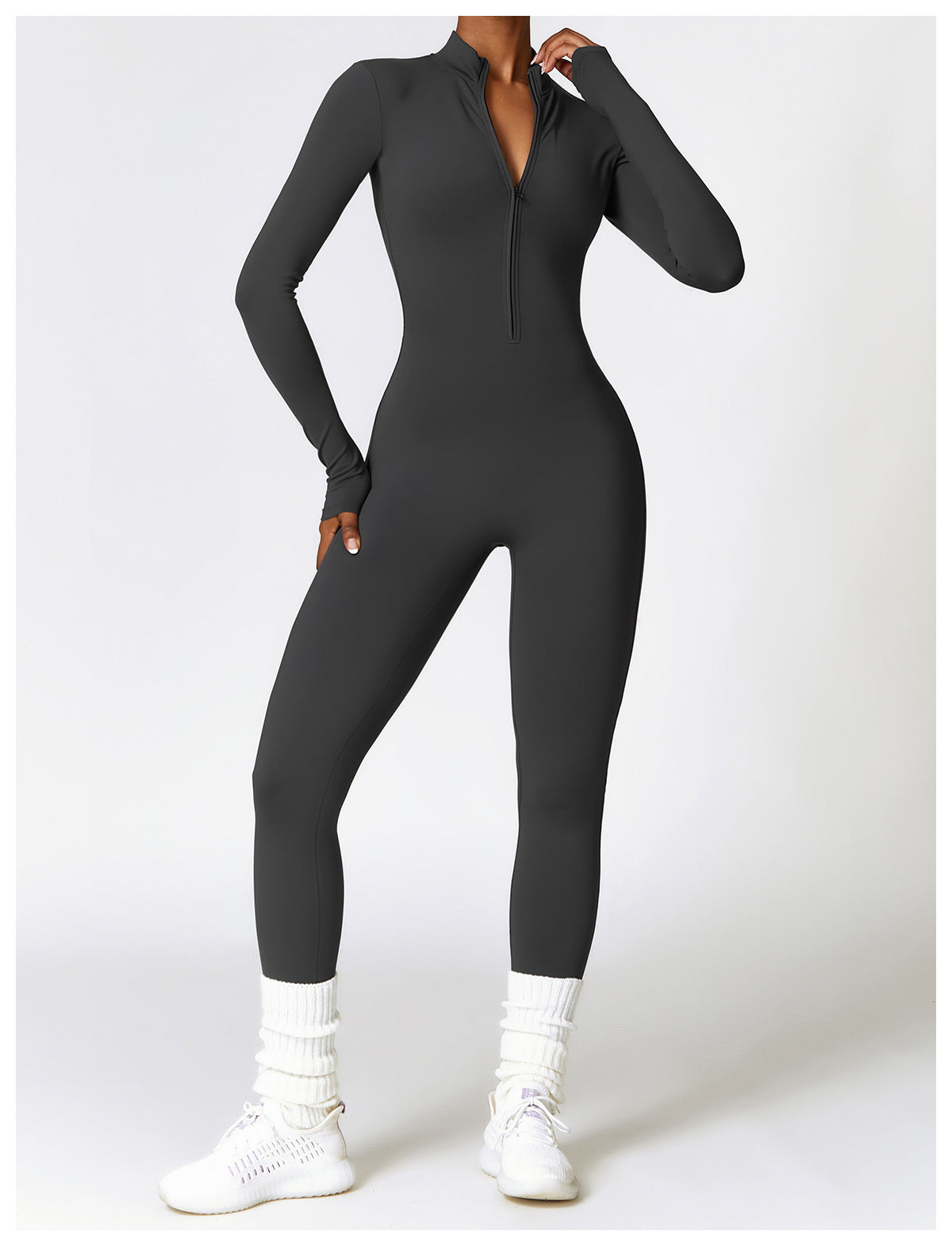 Autumn Winter Long Sleeve Zipper Full Body Jumpsuit